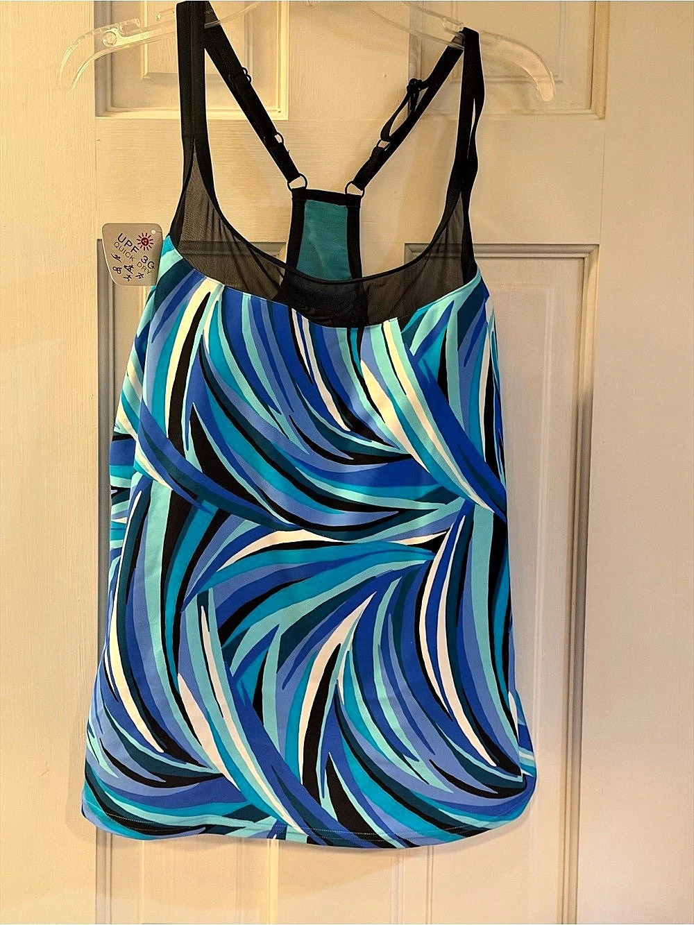 Gerry Abstract Swim top Blue black & Teal XL NWT